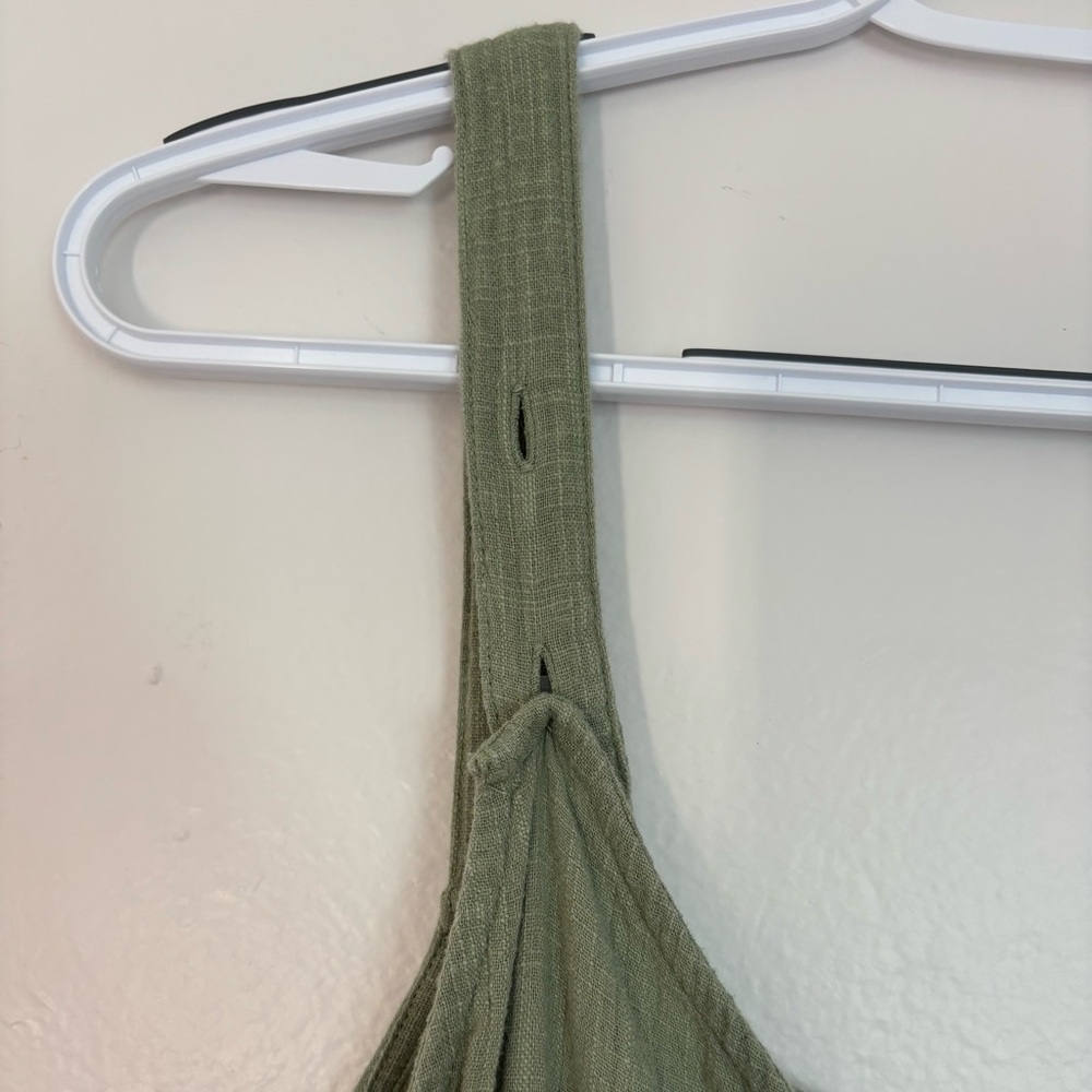 Billabong Stargazer 100% Cotton Jumpsuit, sage green, cropped leg, gauzy, XL - Picture 9 of 12